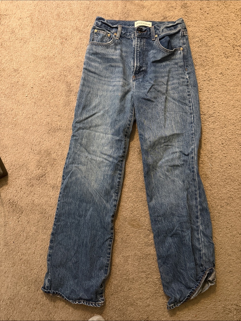 Denim Forum Relaxed Straight-Leg Jeans in Medium Blue